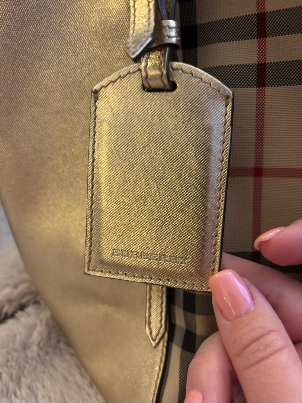 ✨RARE VINTAGE BURBERRY✨ Small Canter in Horseferry Check Beige Gold - Picture 2 of 16